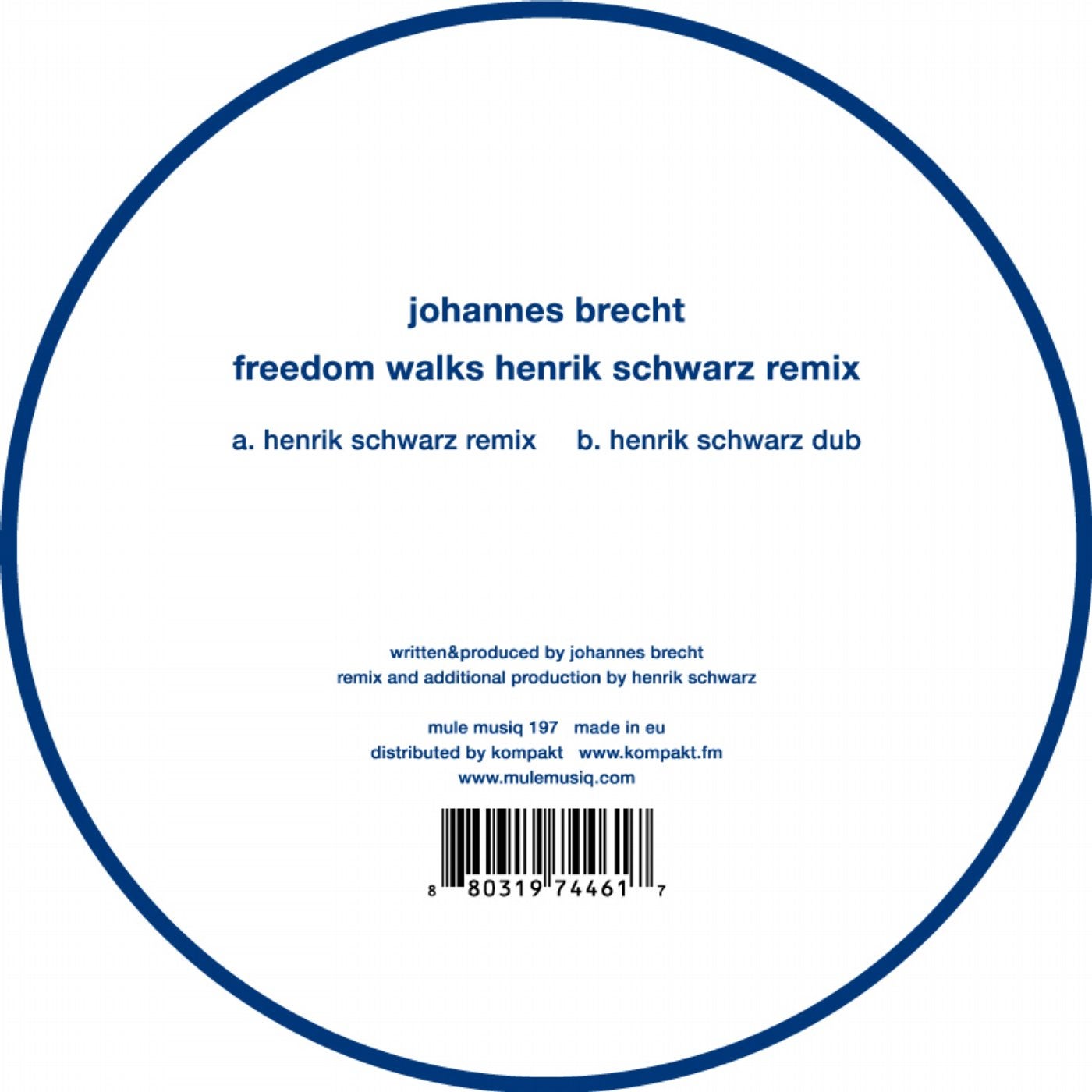 Johannes Brecht/freedom Walks Henrik Schwarz Remix