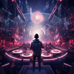 A futuristic DJ performance