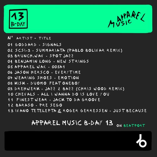 Cover art for Apparel Music B-Day 13 [on Beatport]
