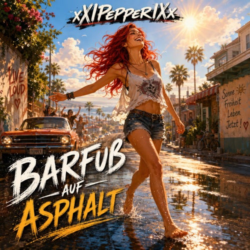 Barfuss auf Asphalt