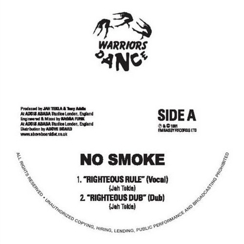 米12” No Smoke Righteous Rule ERD32691 Warriors Dance /00250 No Smoke - Righteous Rule (Dub) [Warriors Dance] | Music