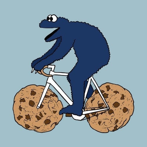 cookie monster on bike