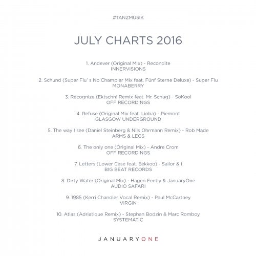 #TANZMUSIK Charts // July 2016